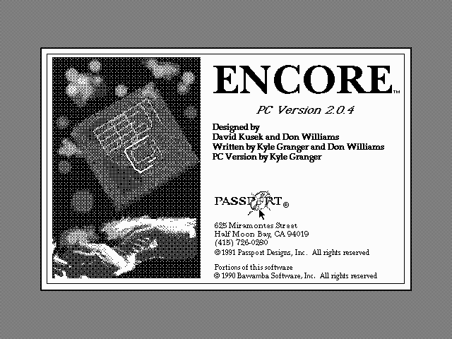 Encore 2.0.4 for DOS - Splash